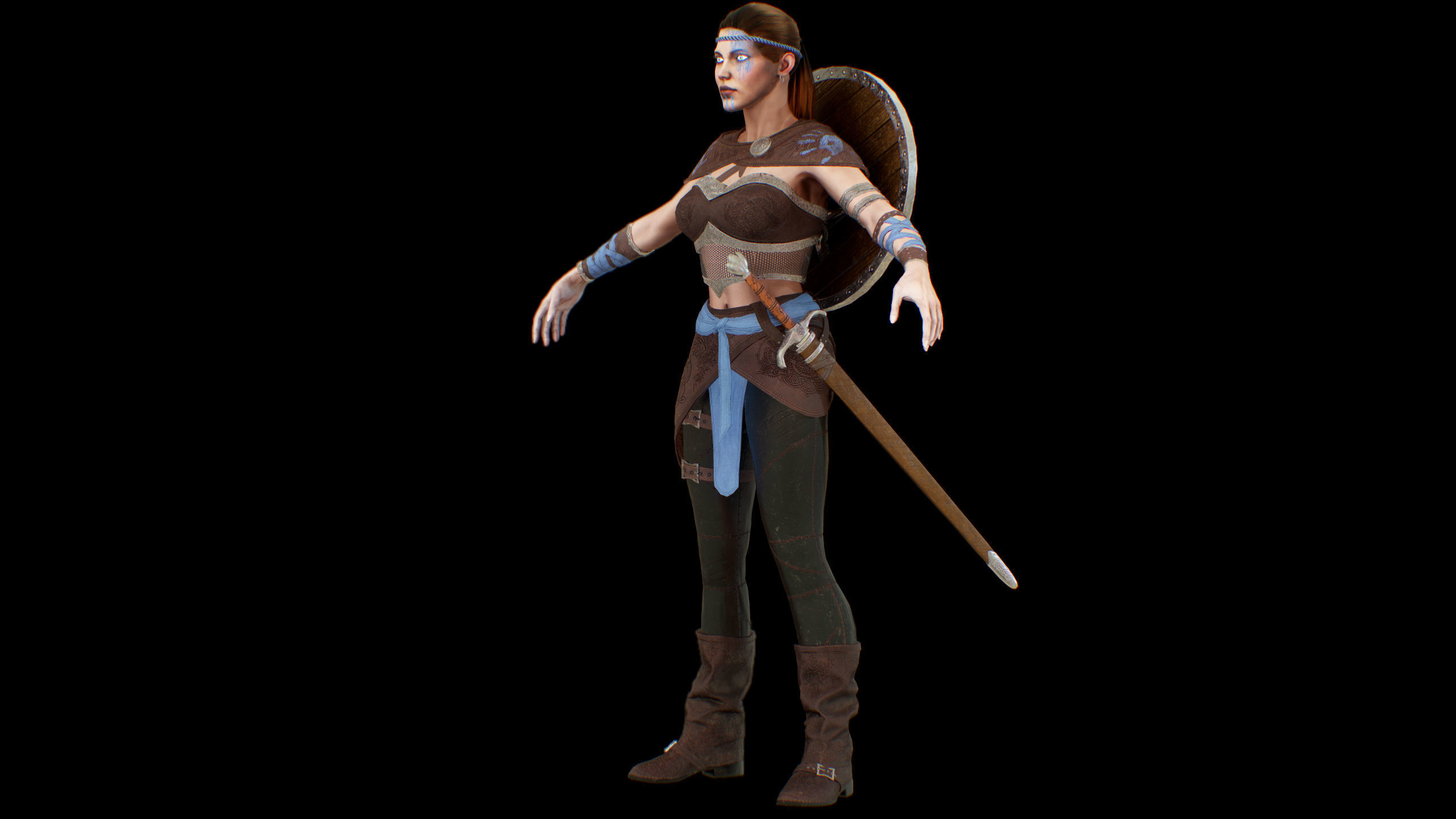 Viking woman Low-poly 3D model_43
