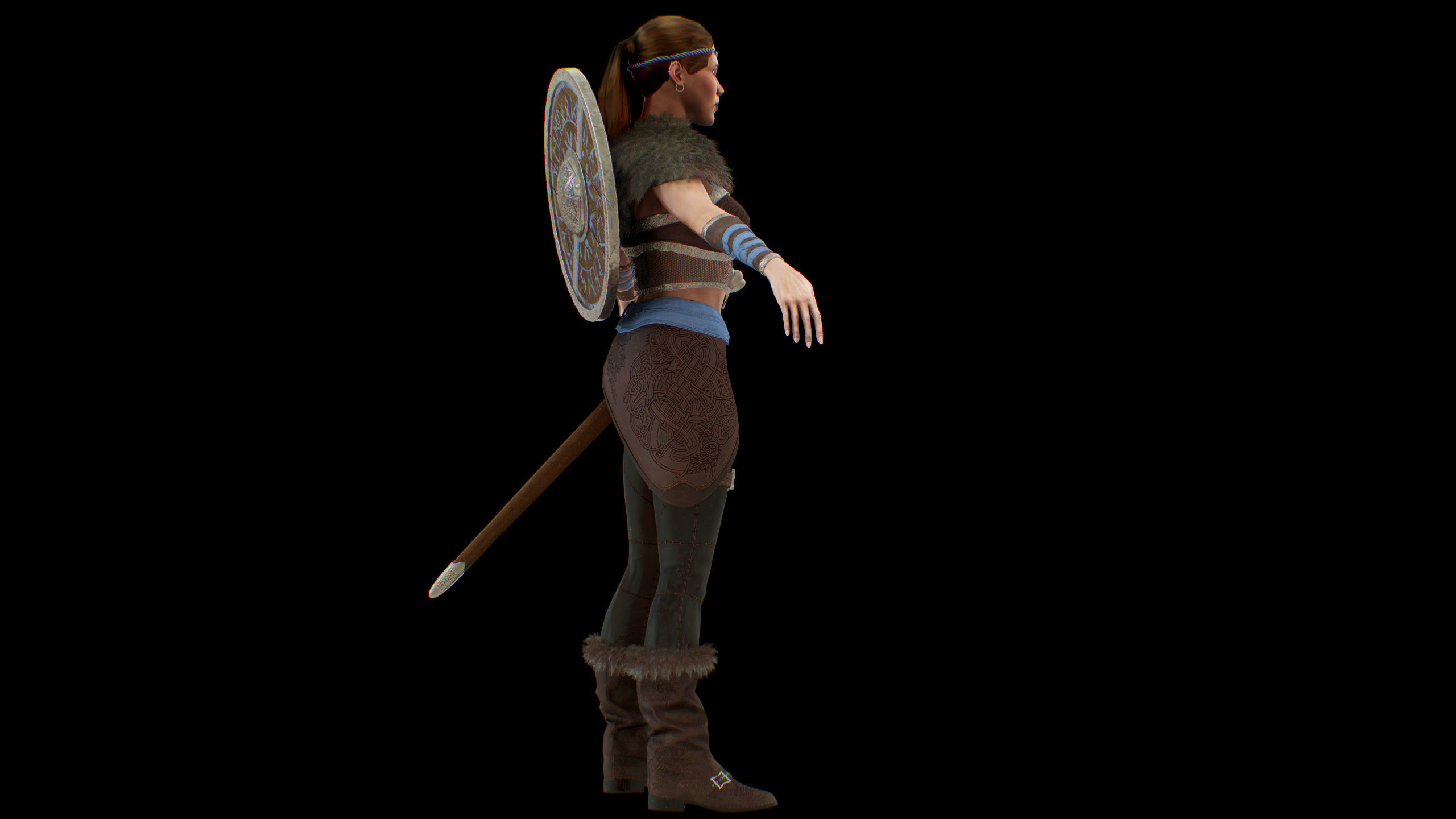 Viking woman Low-poly 3D model_33