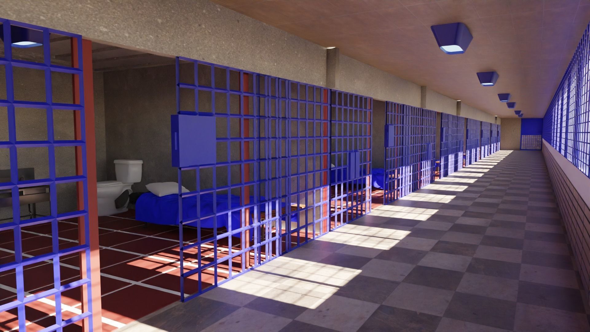 Prison Low-poly 3D model_3