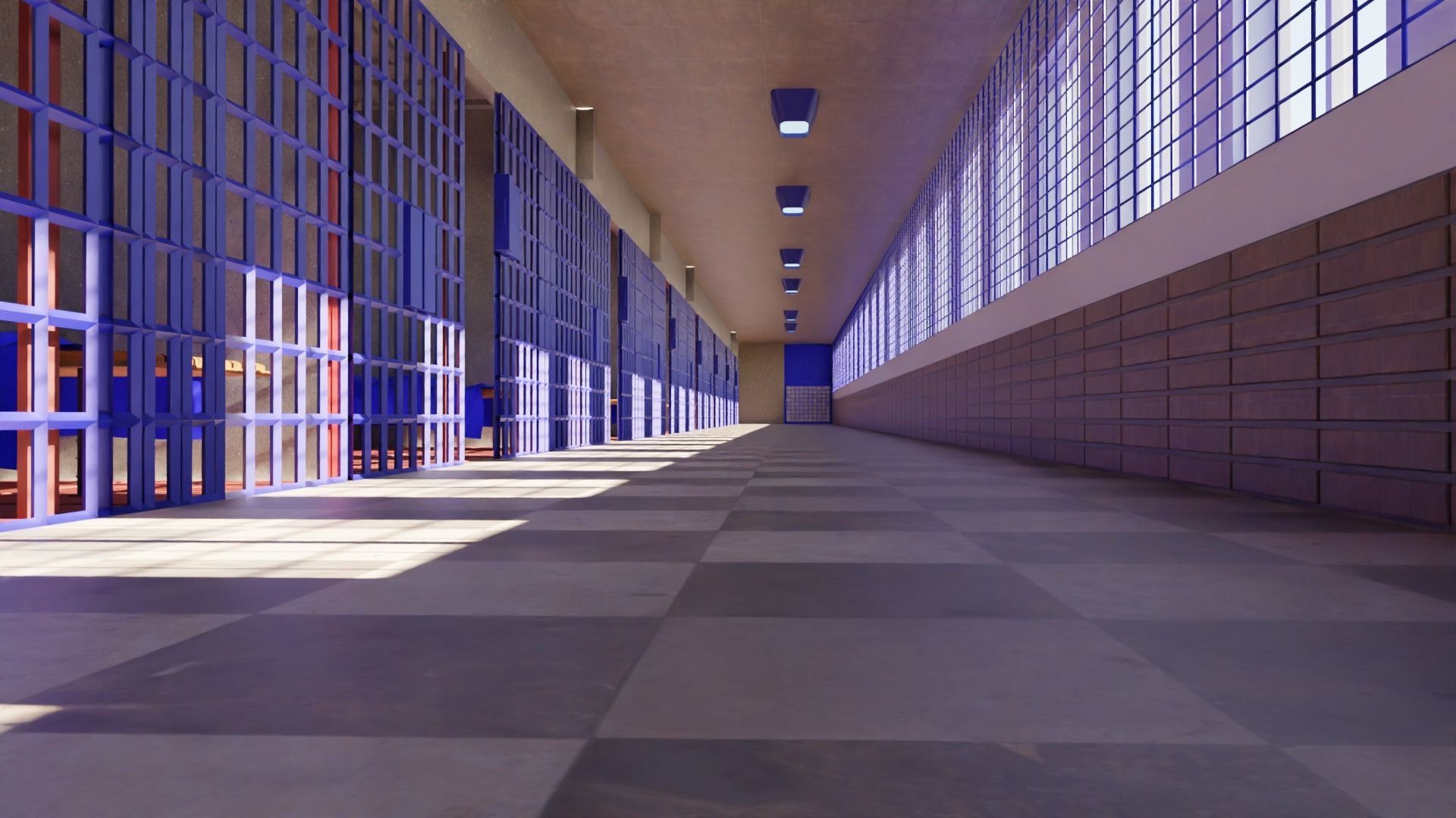 Prison Low-poly 3D model_4