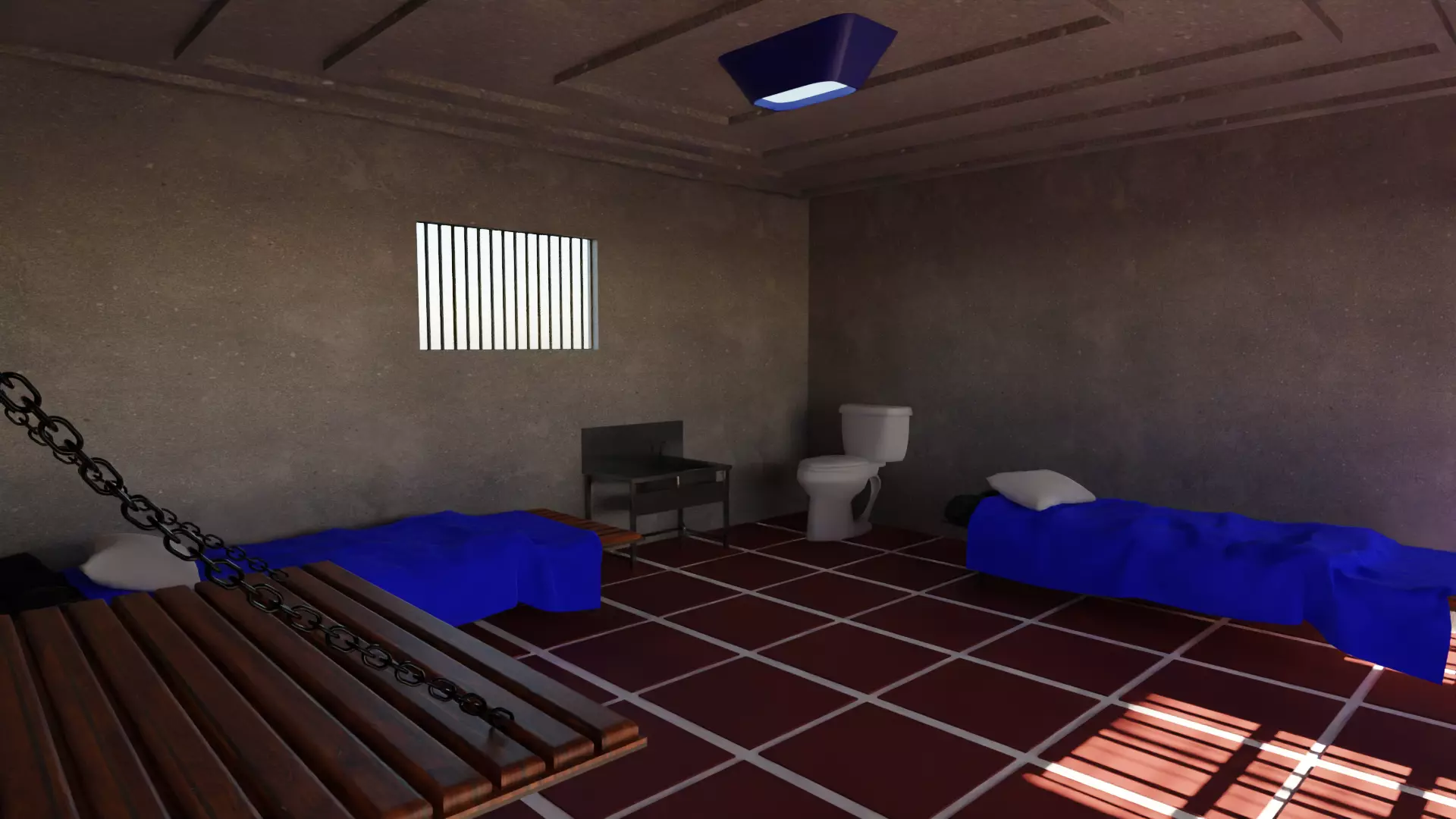 Prison Low-poly 3D model_0
