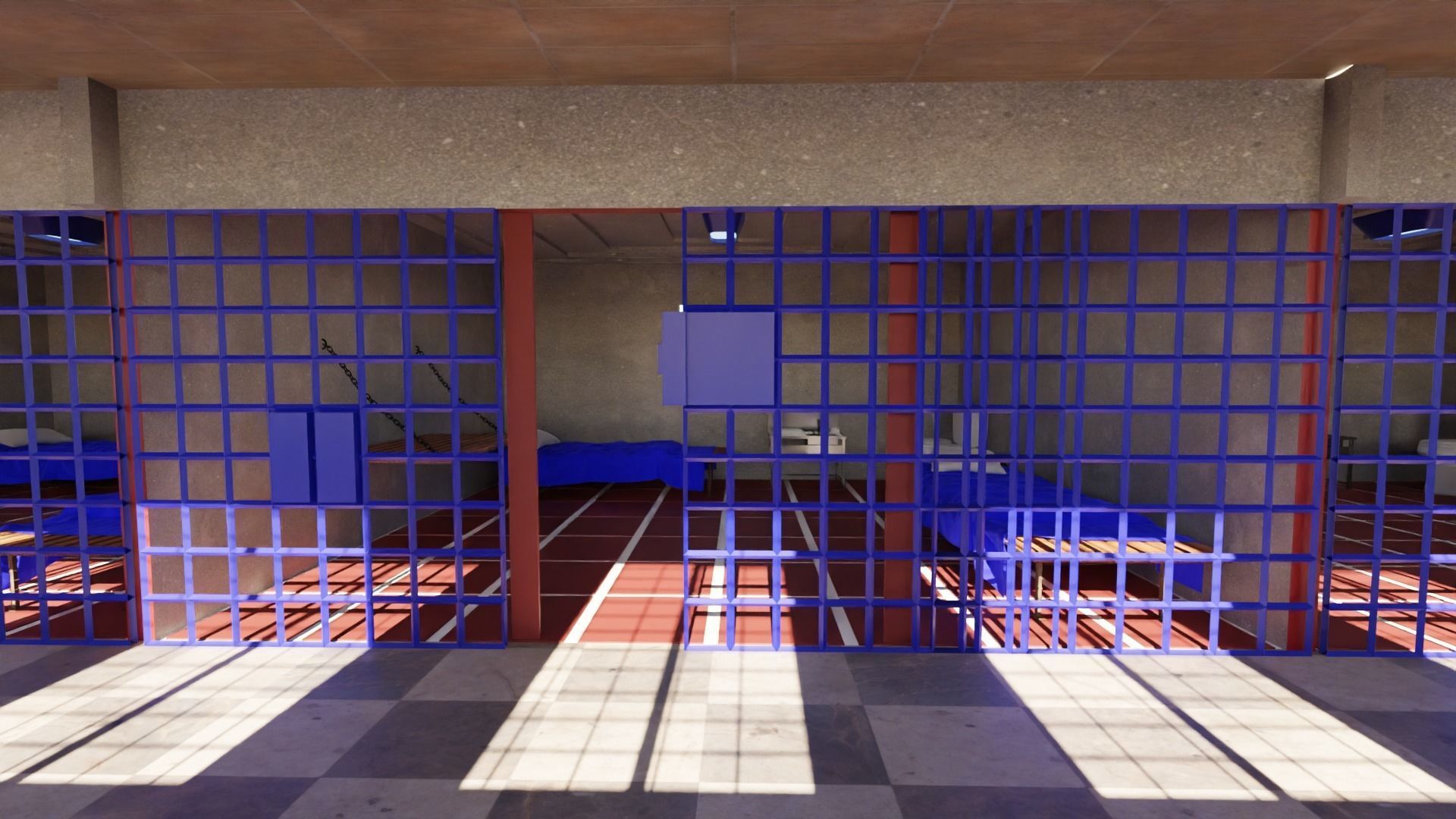 Prison Low-poly 3D model_6