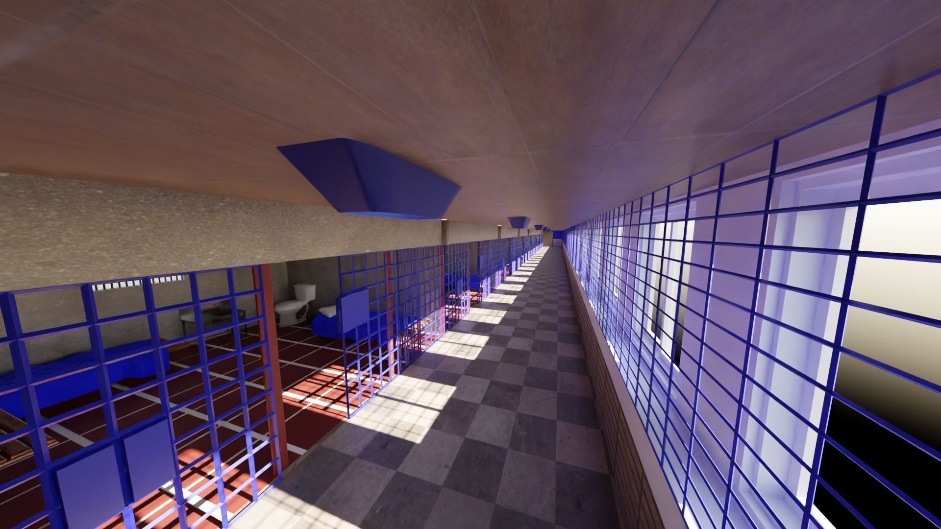 Prison Low-poly 3D model_5