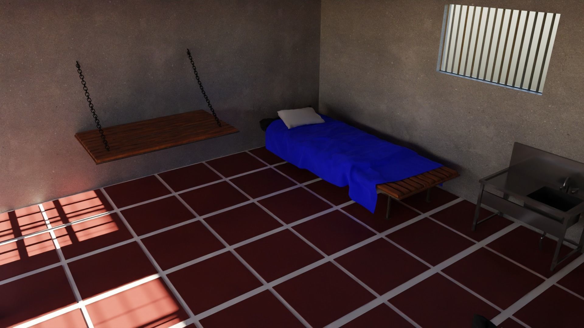 Prison Low-poly 3D model_2