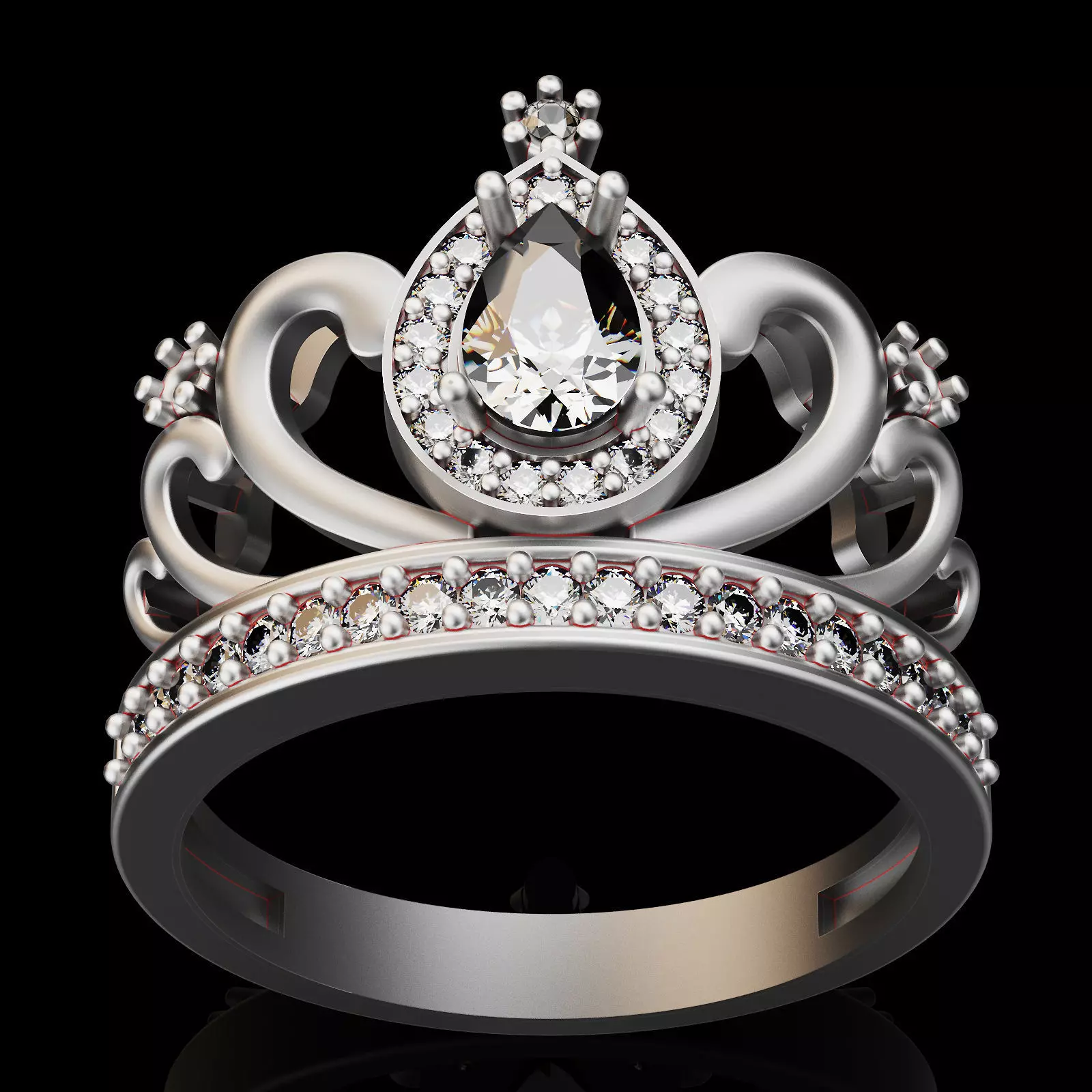 Crown ring silver gold sterling printable jewelry 3D model 3D print model