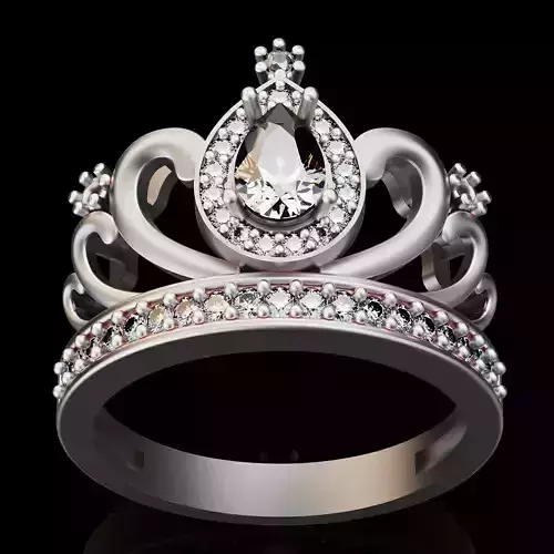 Crown ring silver gold sterling printable jewelry 3D model