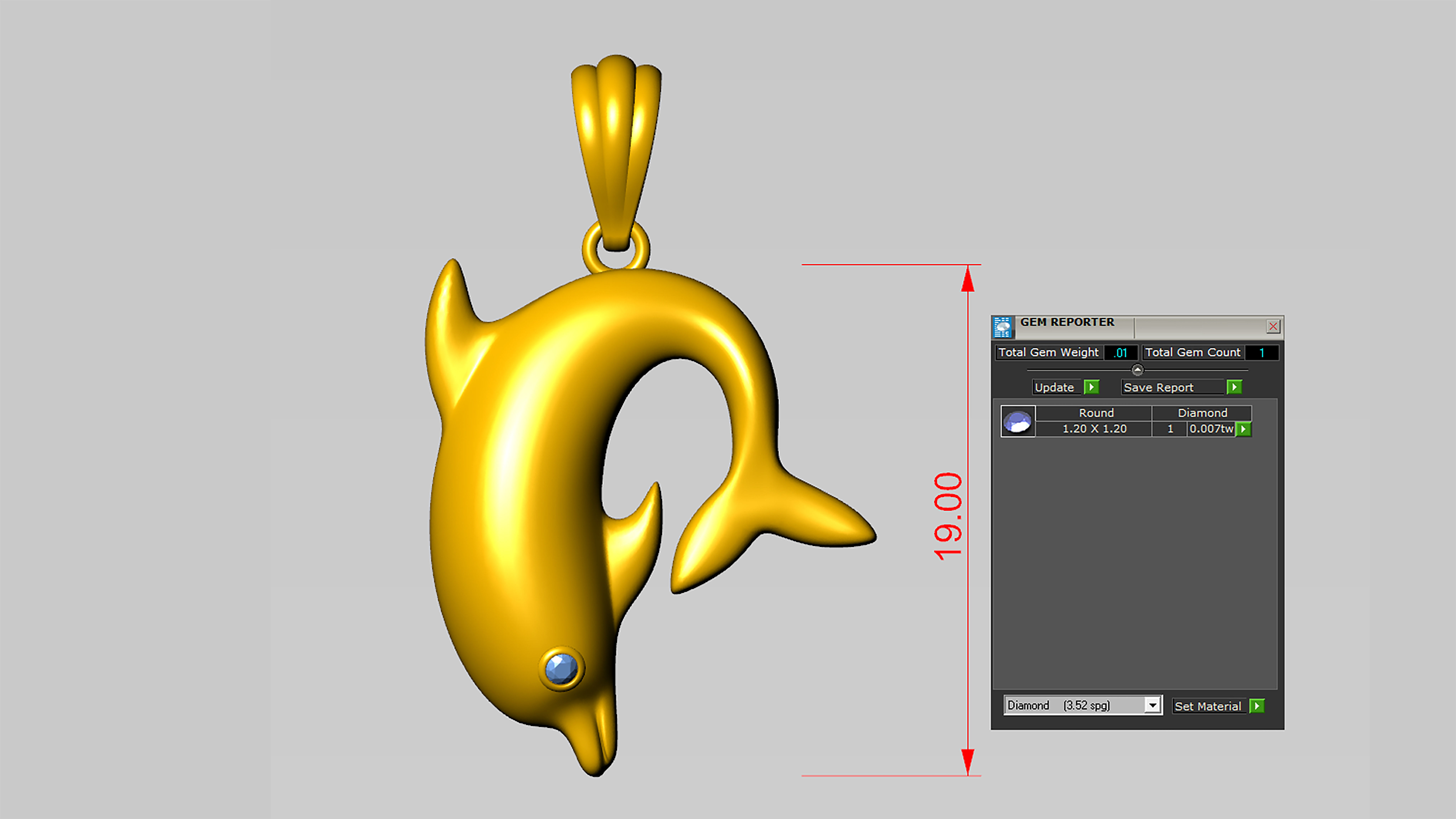 Detailed printed diamond dolphin pendant 3D model 3D print model_4