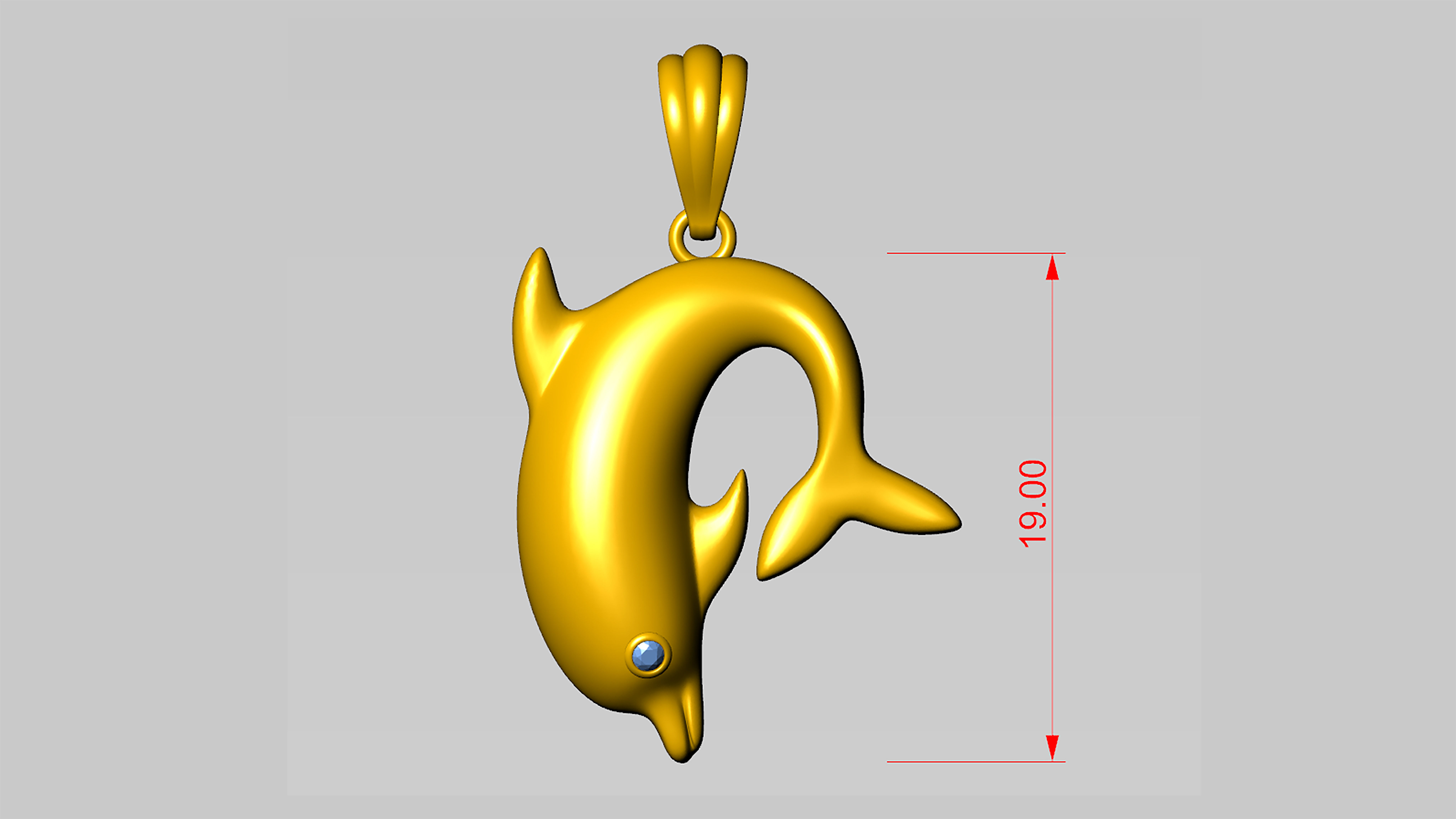 Detailed printed diamond dolphin pendant 3D model 3D print model_3