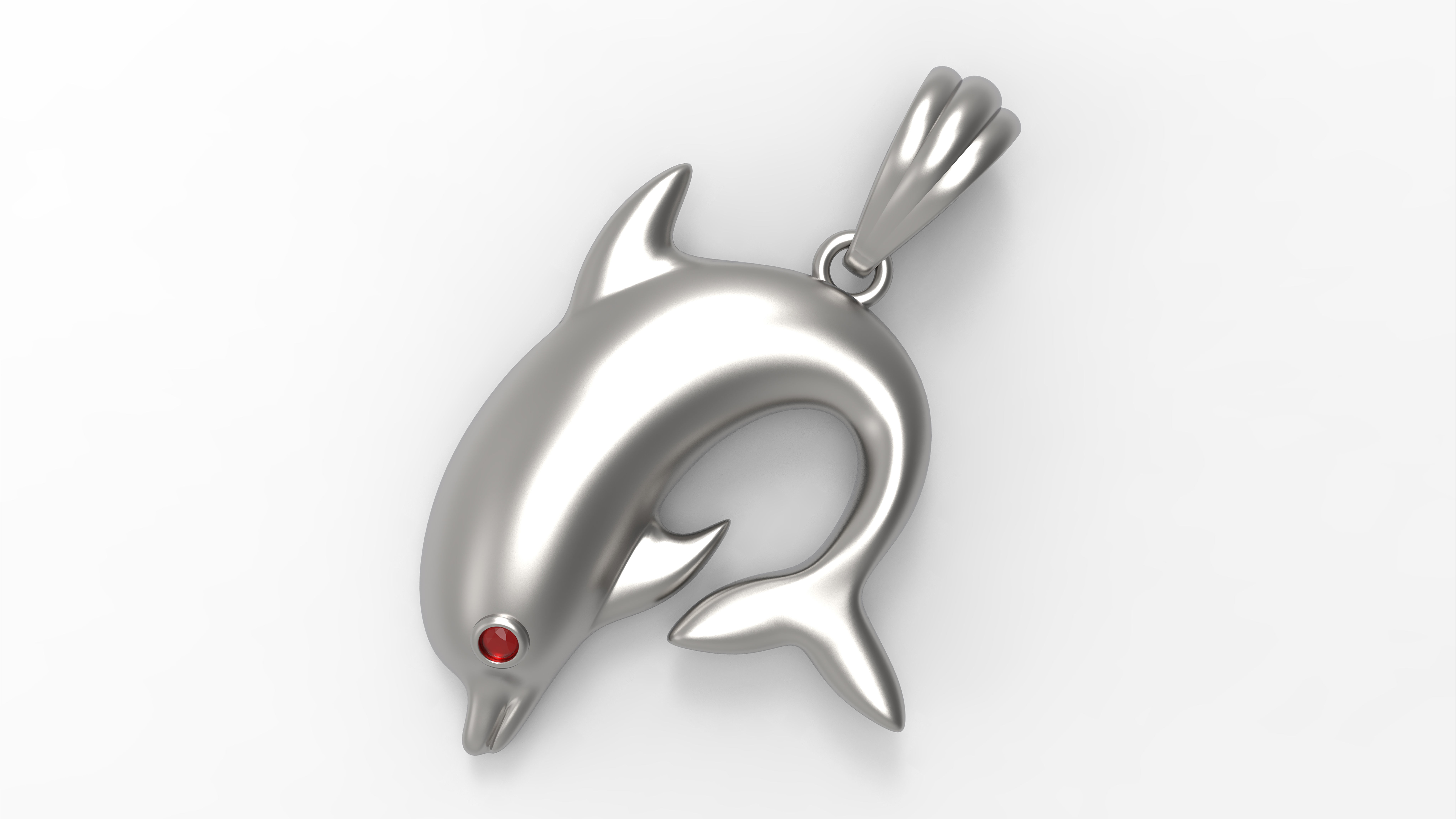 Detailed printed diamond dolphin pendant 3D model 3D print model_2