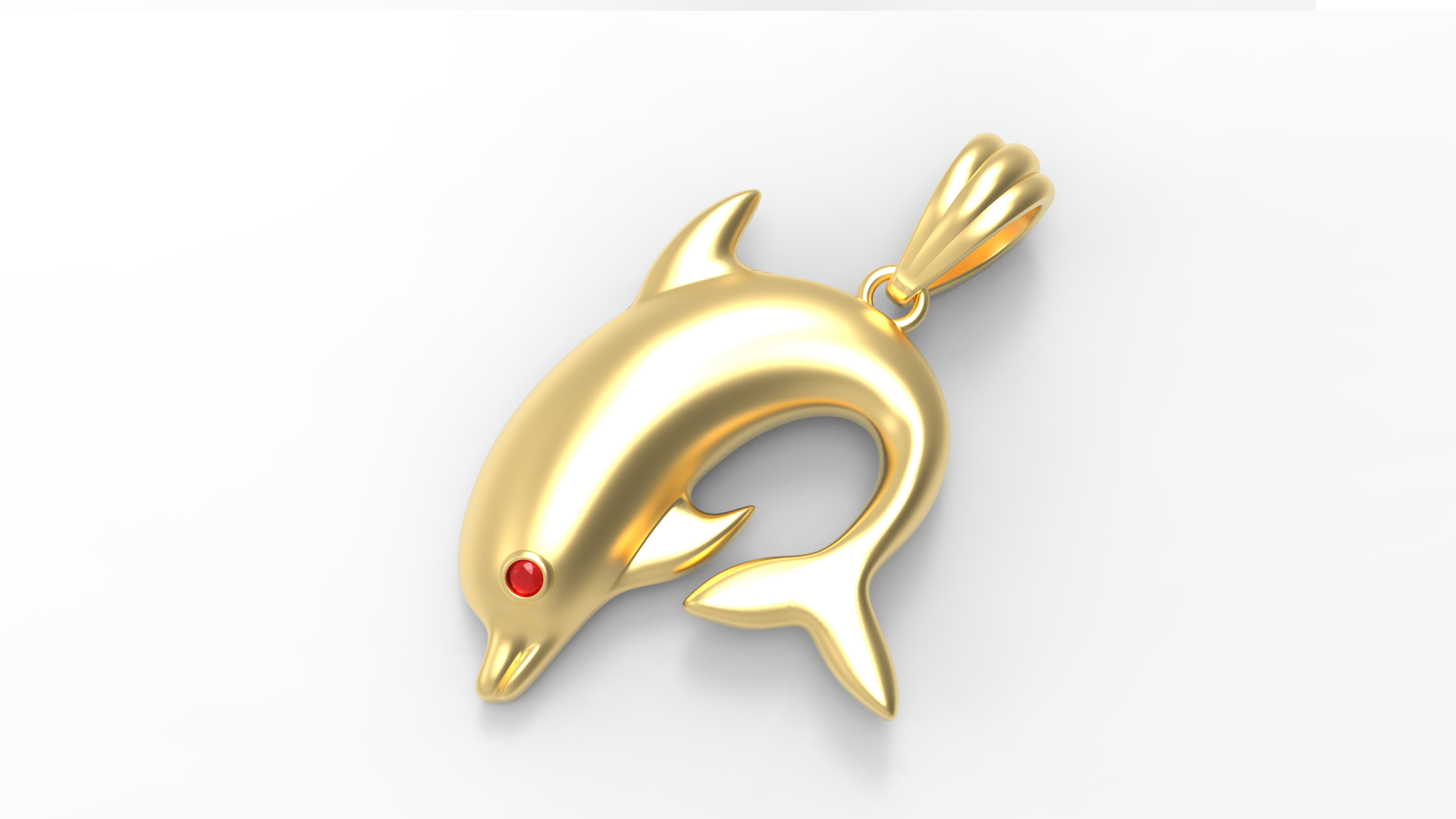 Detailed printed diamond dolphin pendant 3D model 3D print model_1