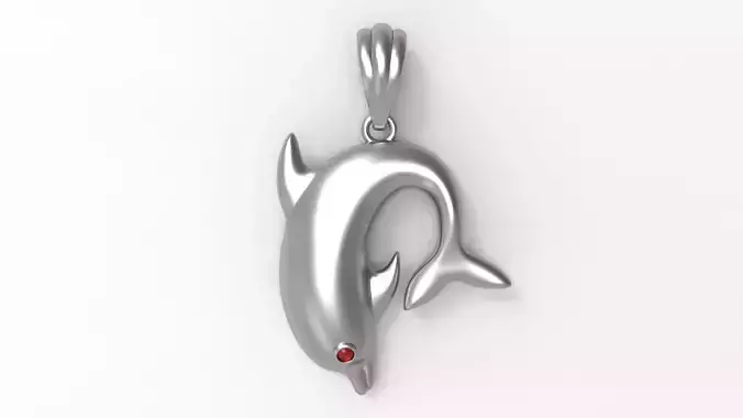 Detailed printed diamond dolphin pendant 3D model