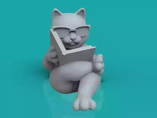 cat with sunglasses relaxing  3D print model