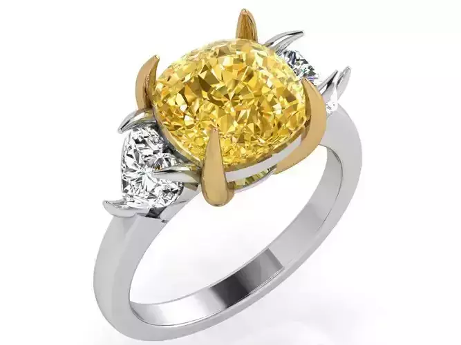 Three Stone Cathedral Setting Ring 4847