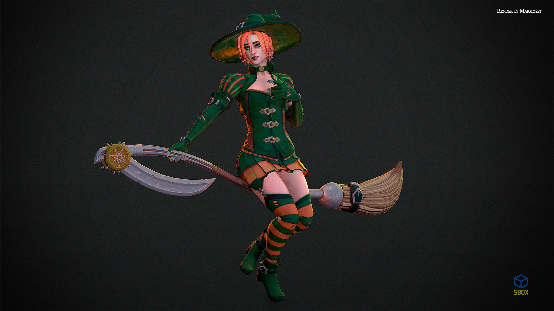 Witch Low-poly 3D model_7