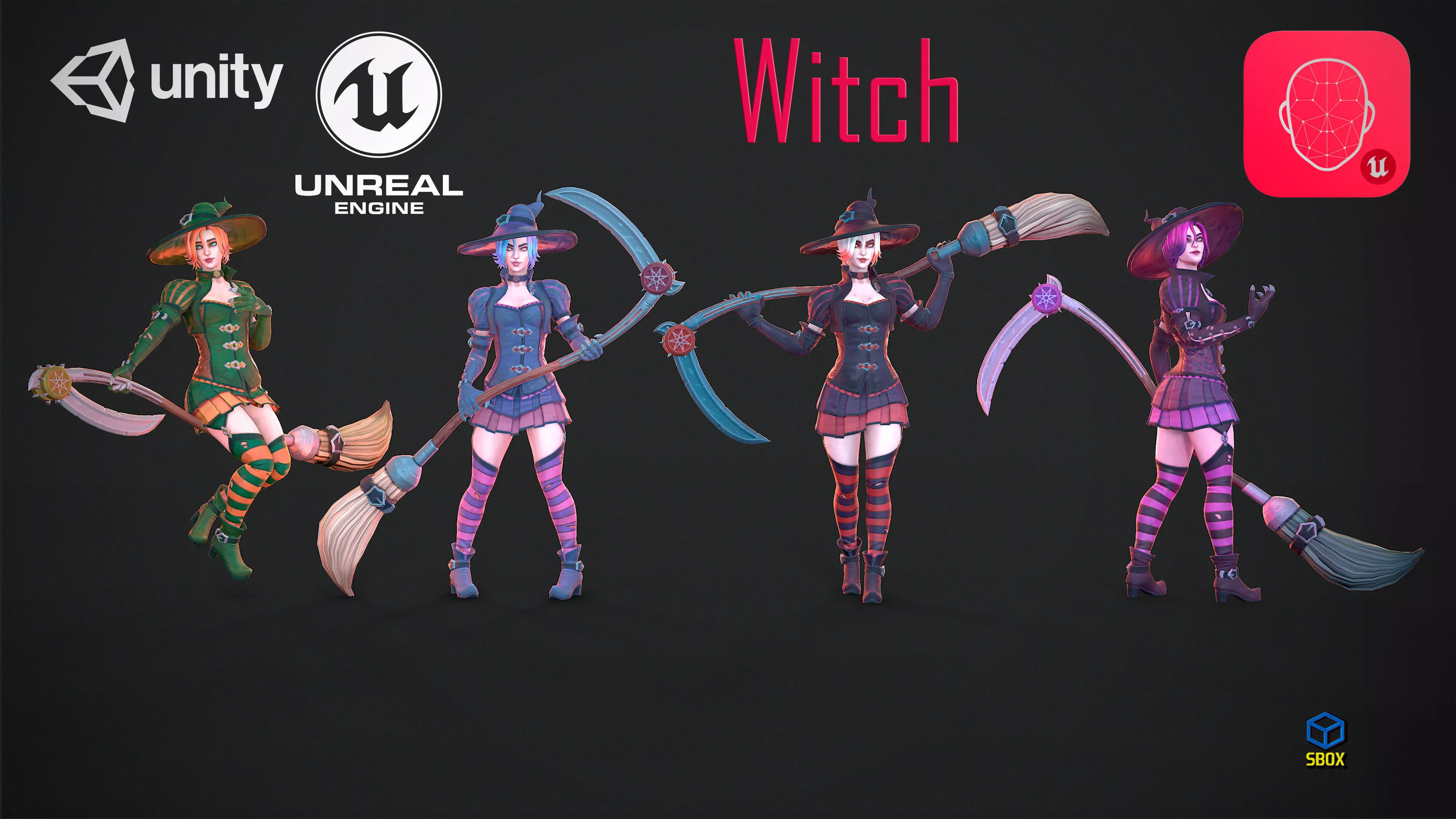 Witch Low-poly 3D model_0