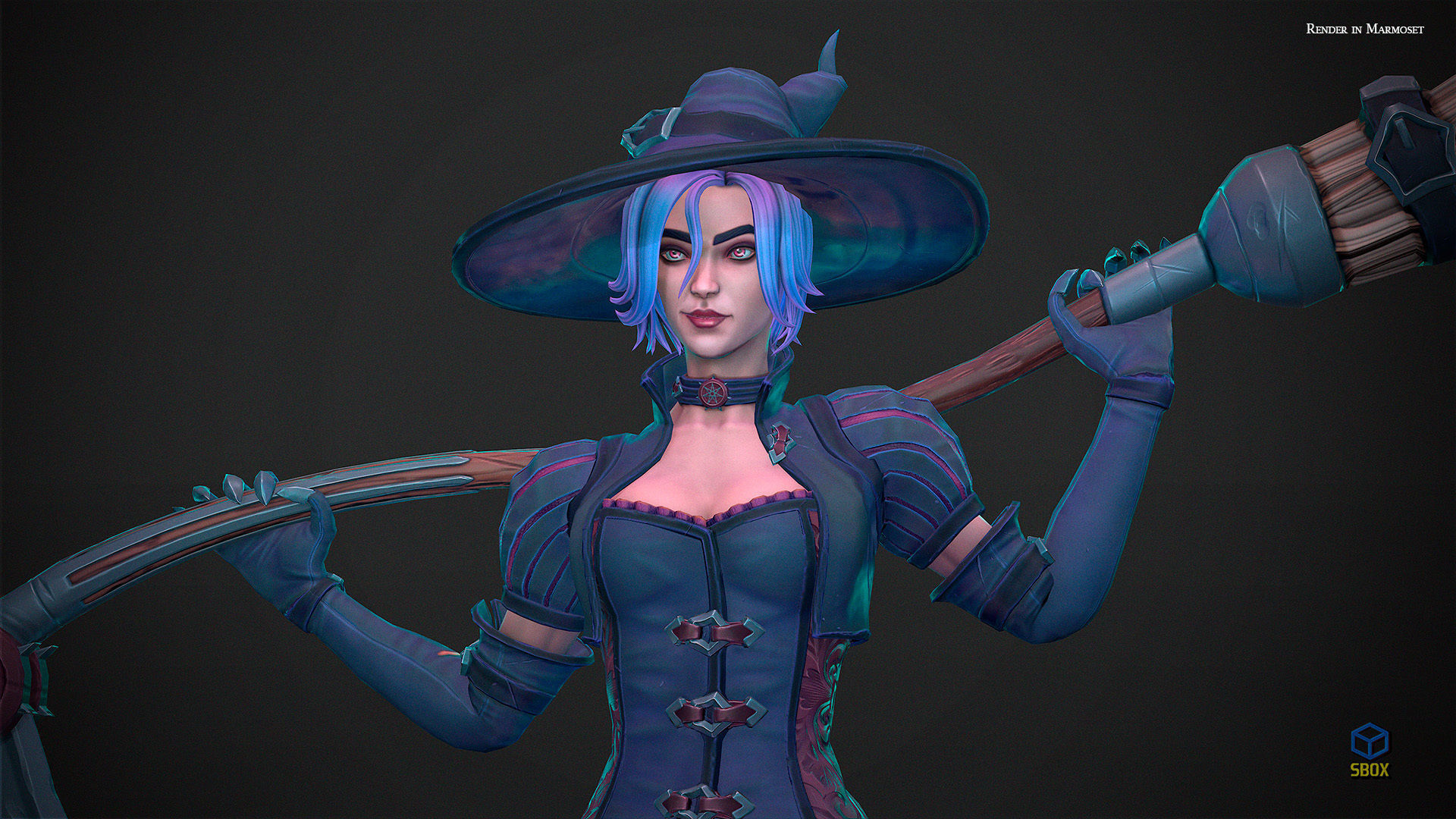 Witch Low-poly 3D model_4