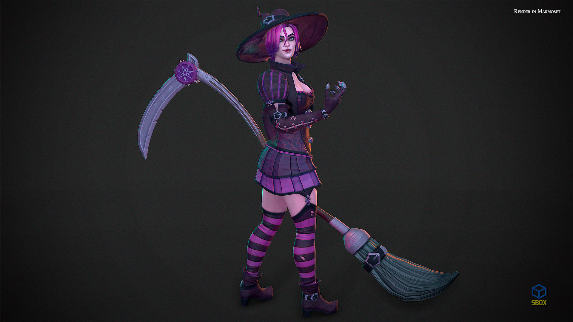 Witch Low-poly 3D model_9