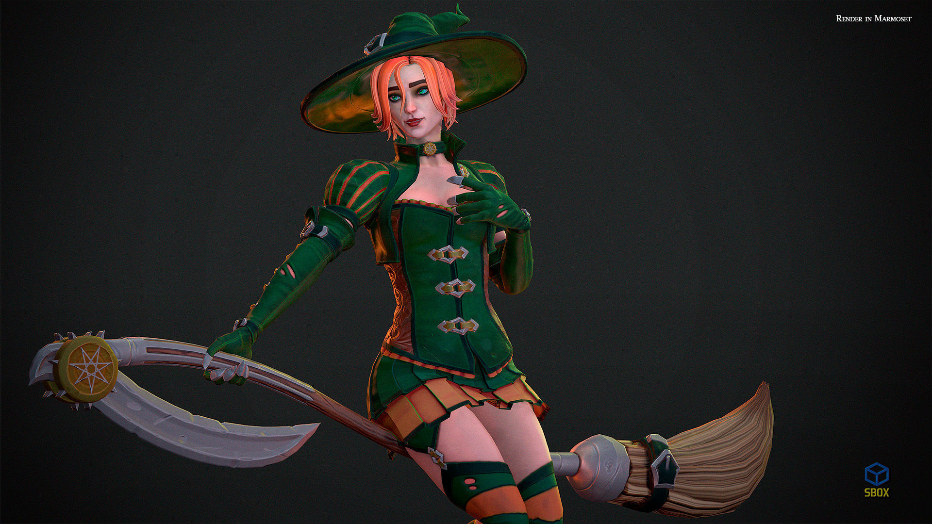 Witch Low-poly 3D model_6