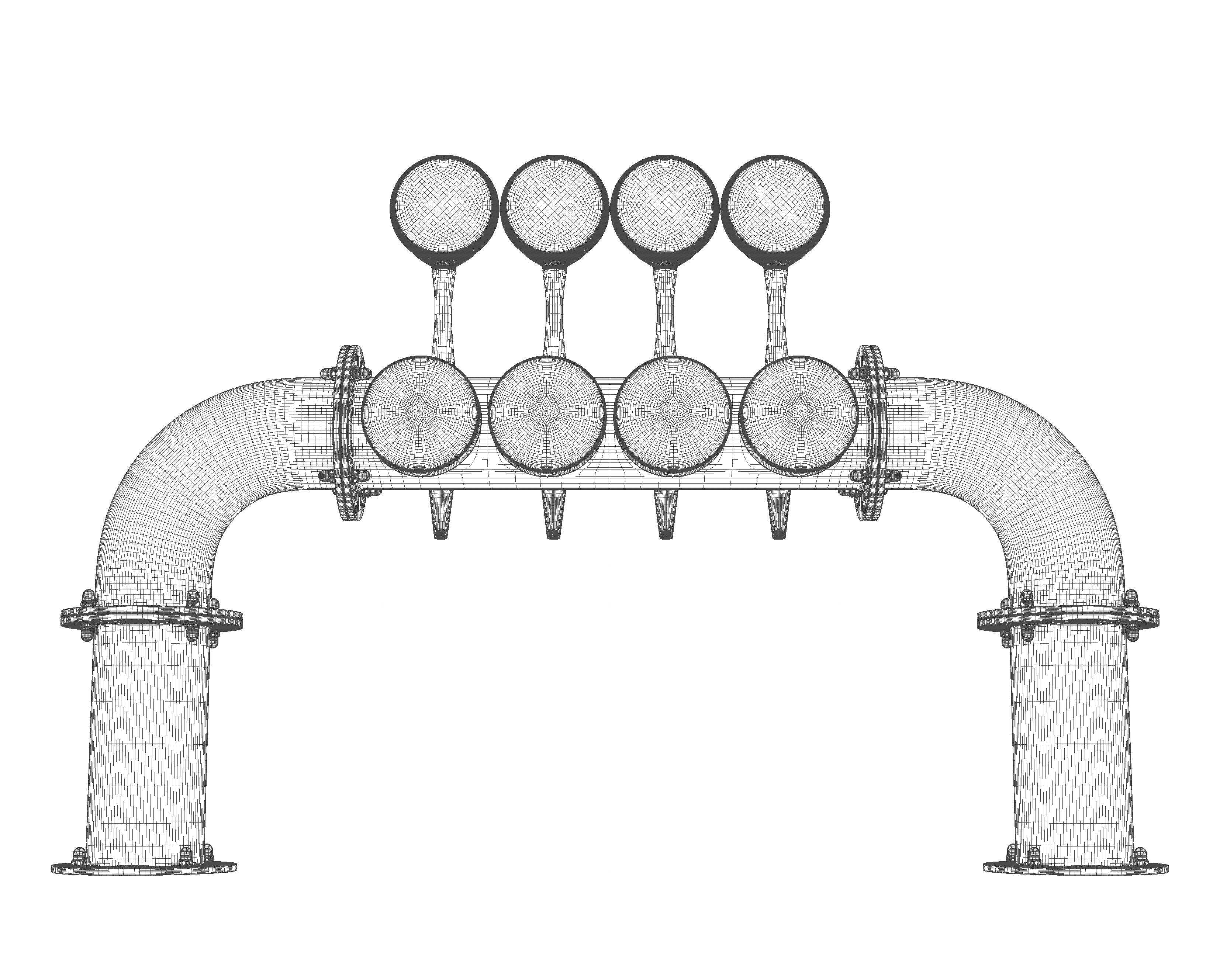 Copper Multi Beer Draught Tap 3D model_13