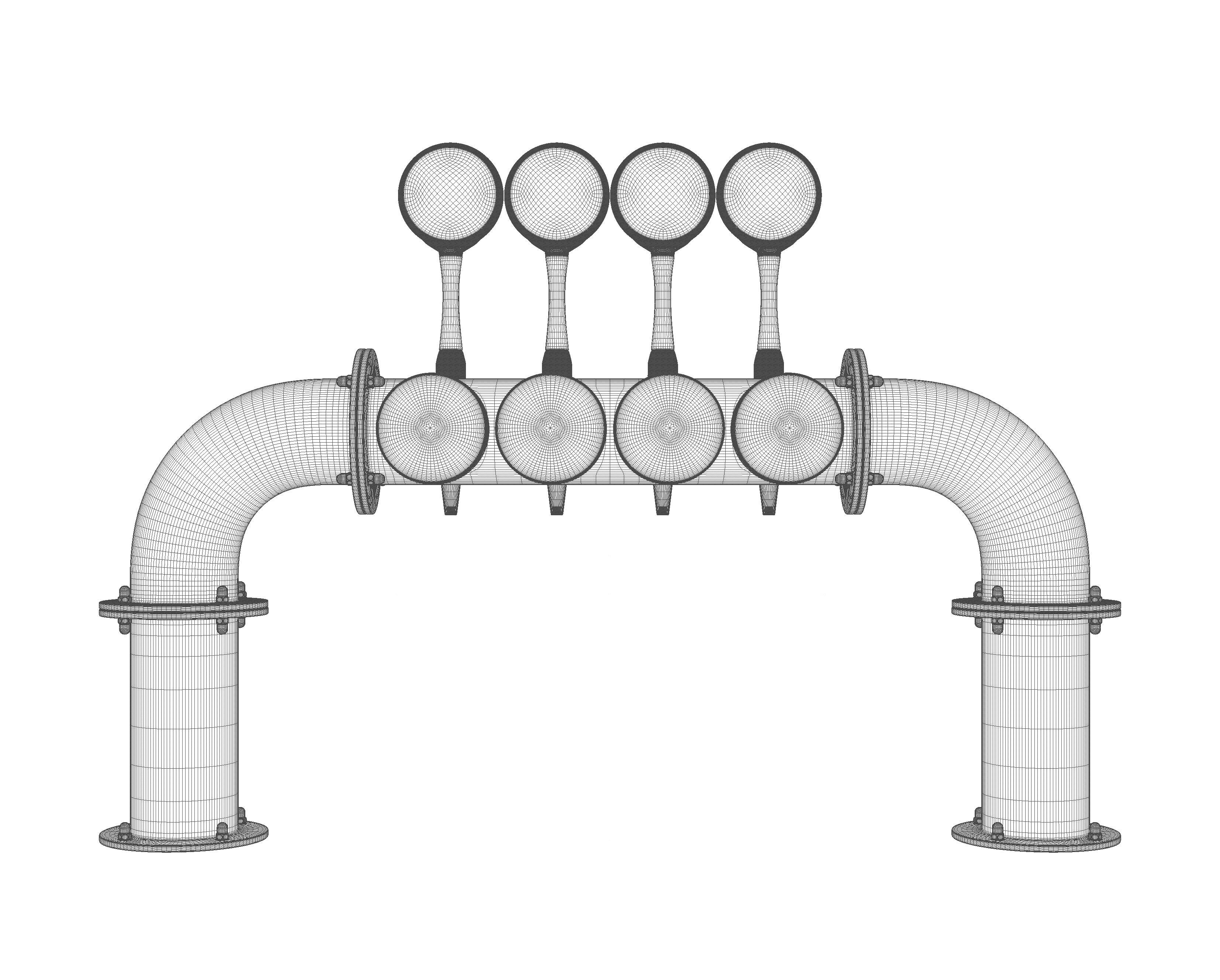 Copper Multi Beer Draught Tap 3D model_14