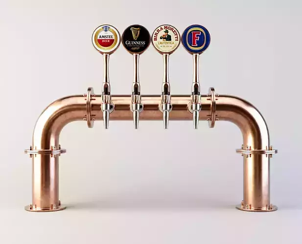 Copper Multi Beer Draught Tap 3D model