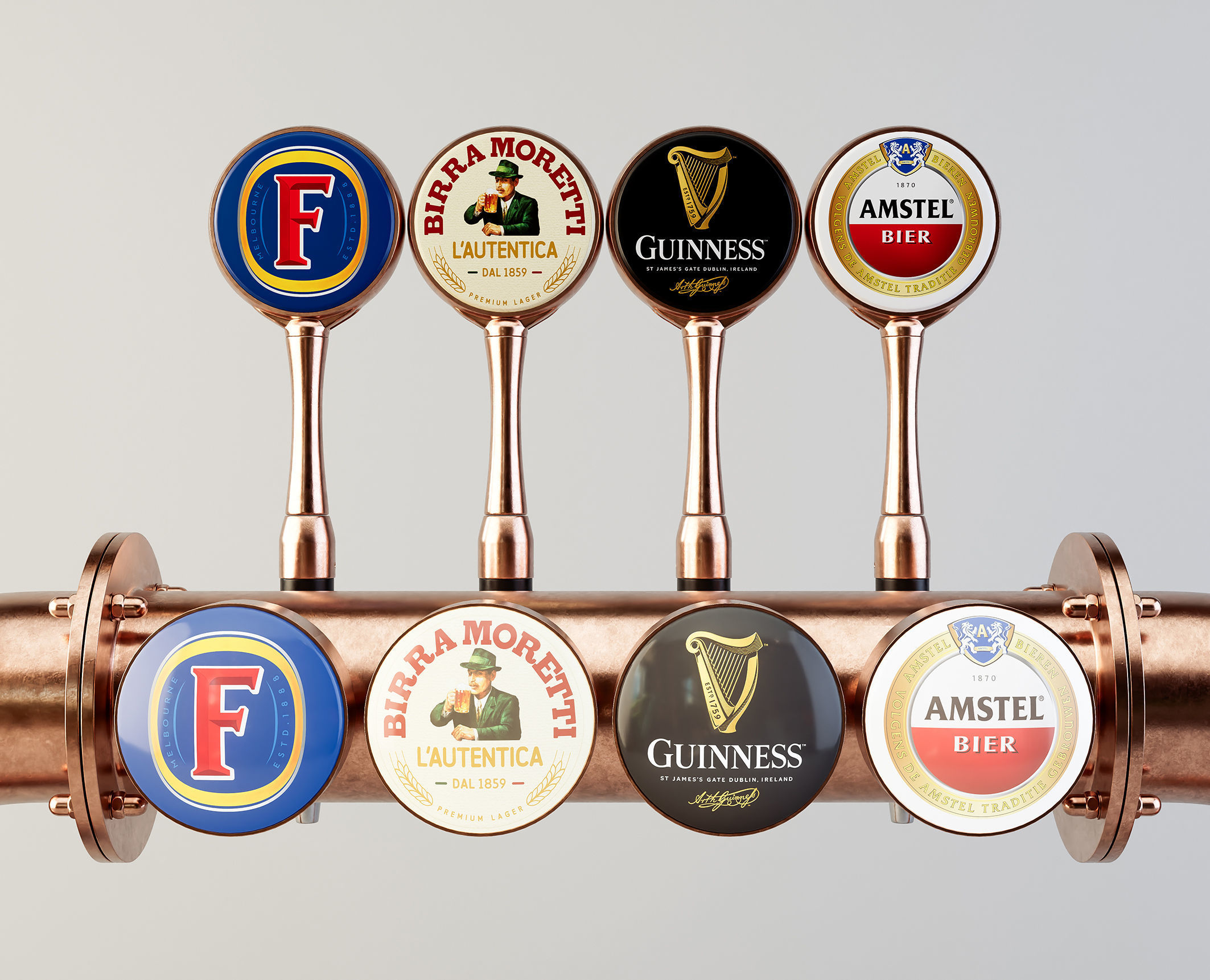 Copper Multi Beer Draught Tap 3D model_8