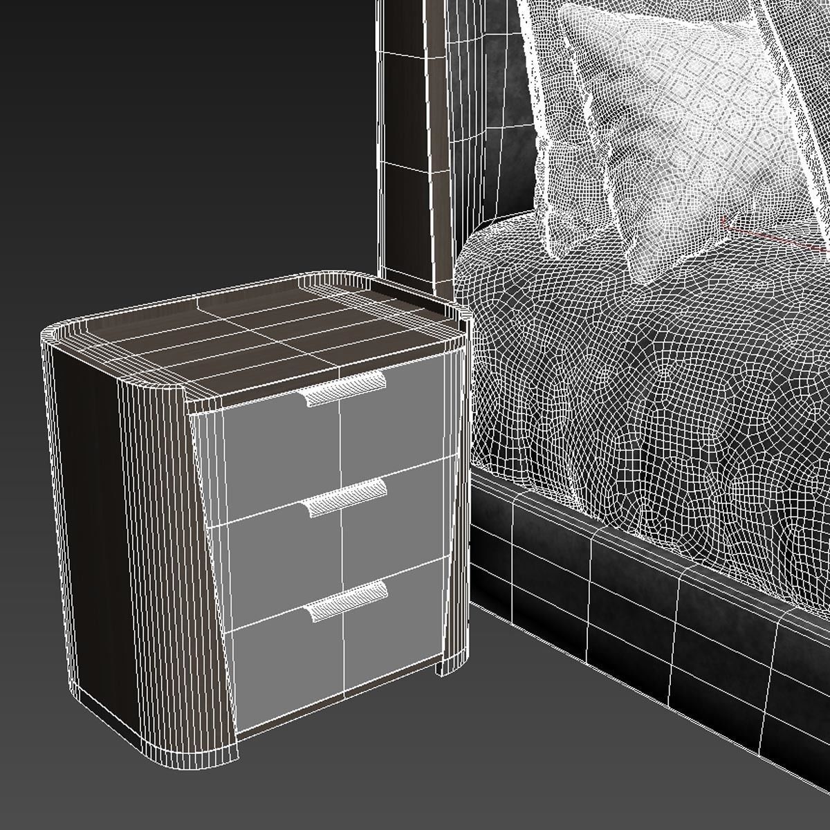 Michael Amini ROXBURY PARK Cal King Dual Panel Bed nightstand 3D model_6