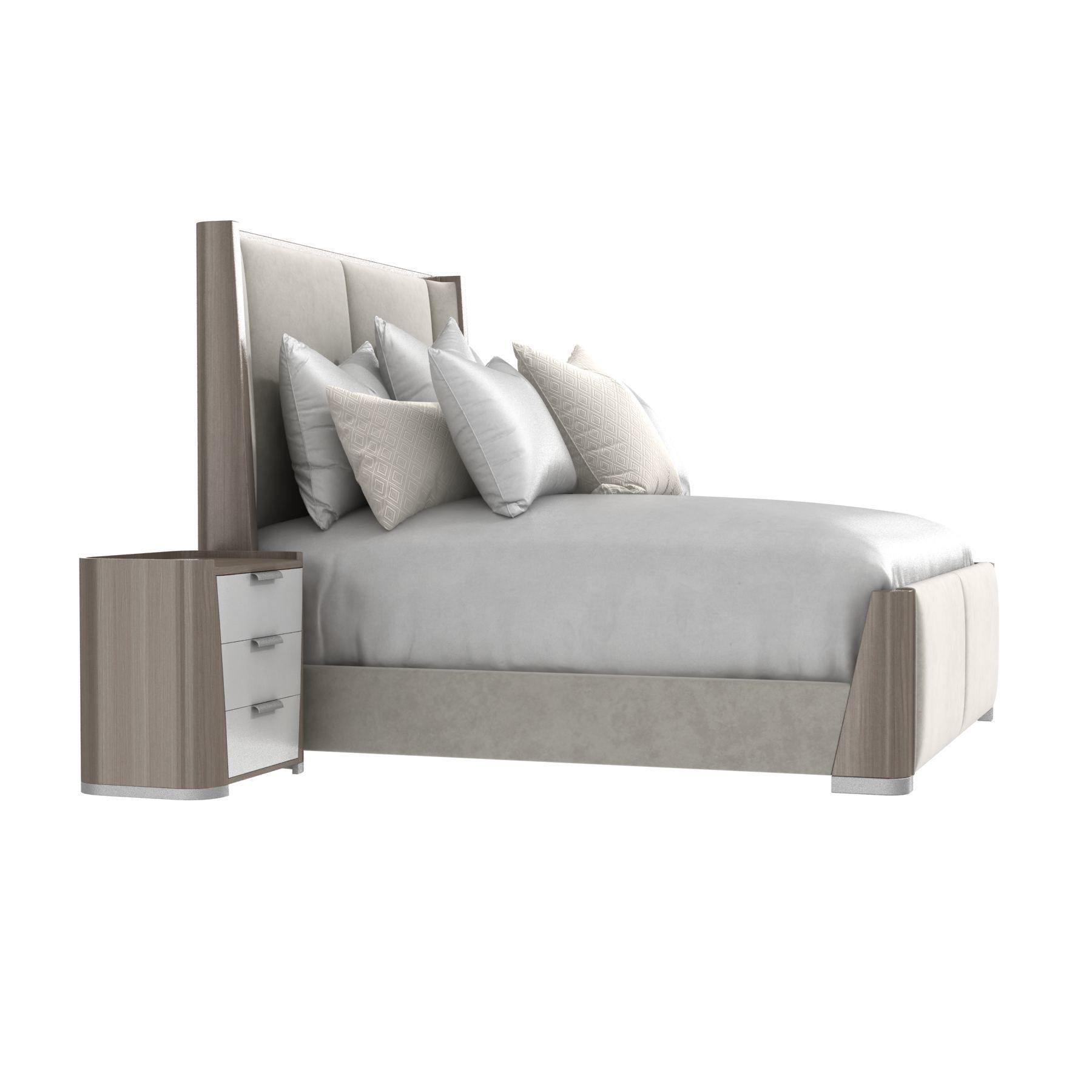 Michael Amini ROXBURY PARK Cal King Dual Panel Bed nightstand 3D model_2