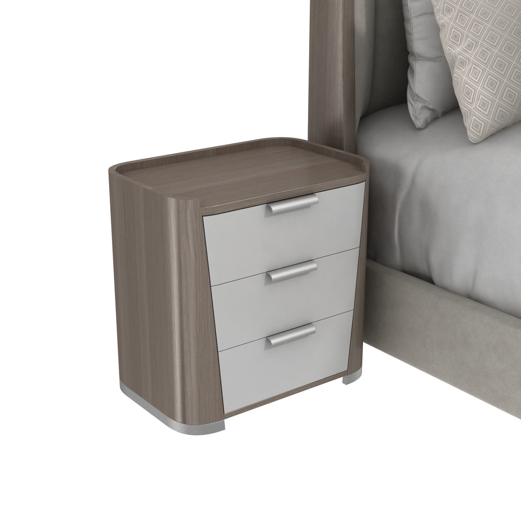 Michael Amini ROXBURY PARK Cal King Dual Panel Bed nightstand 3D model_3