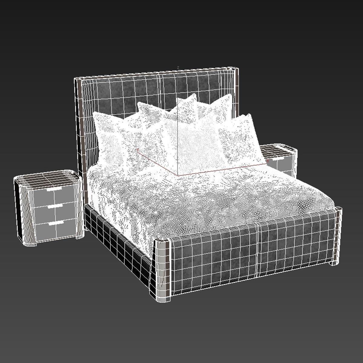 Michael Amini ROXBURY PARK Cal King Dual Panel Bed nightstand 3D model_5