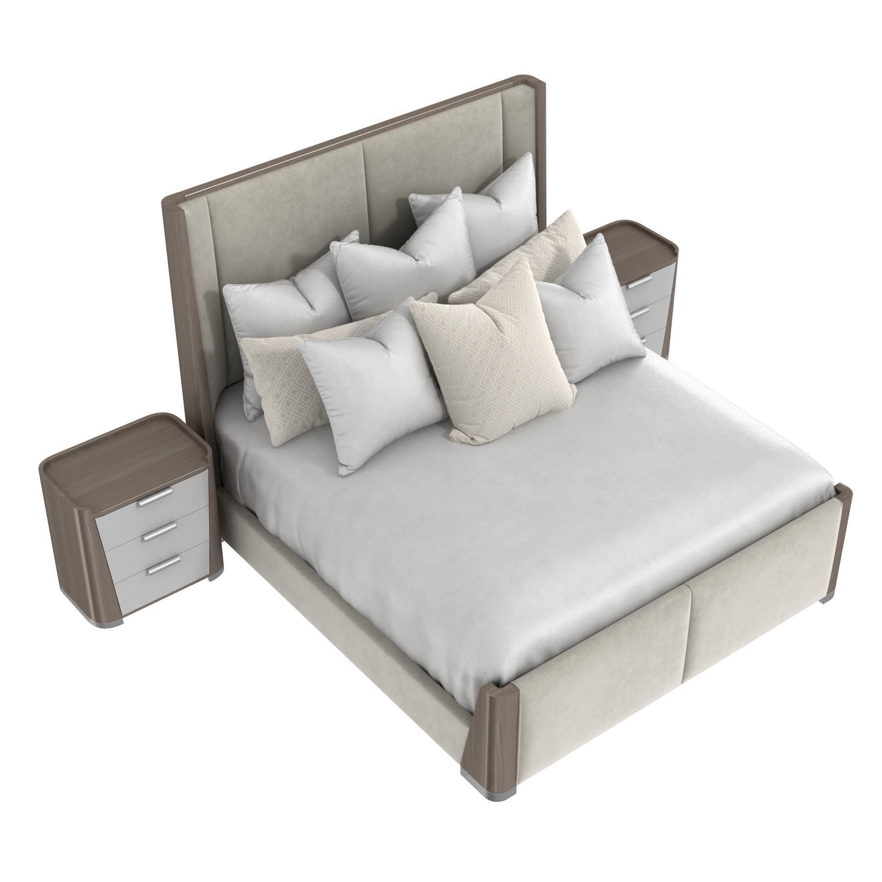 Michael Amini ROXBURY PARK Cal King Dual Panel Bed nightstand 3D model_4