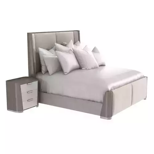 Michael Amini ROXBURY PARK Cal King Dual Panel Bed nightstand 3D model