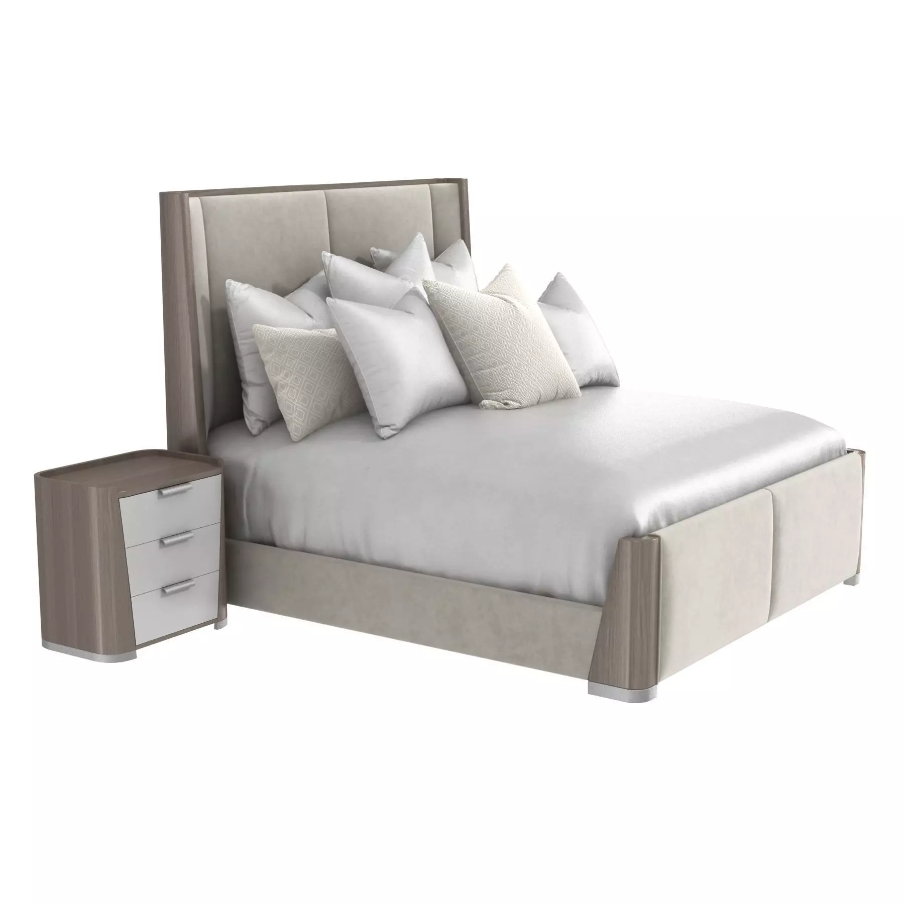 Michael Amini ROXBURY PARK Cal King Dual Panel Bed nightstand 3D model_0