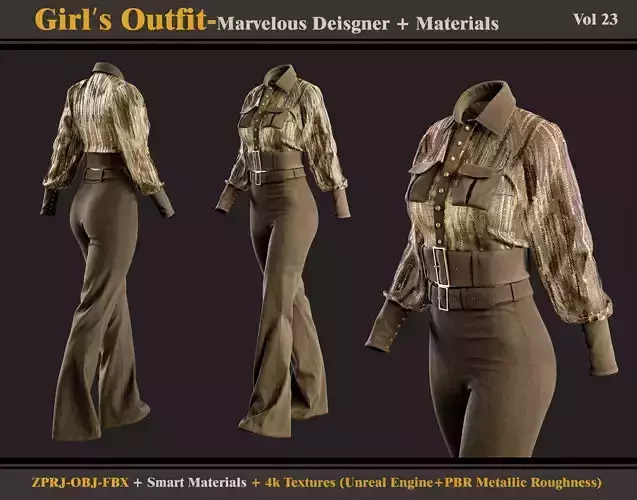 Girls Outfit- MD-Clo3d - Smart Material - Textures - OBJ - FBX 3D model