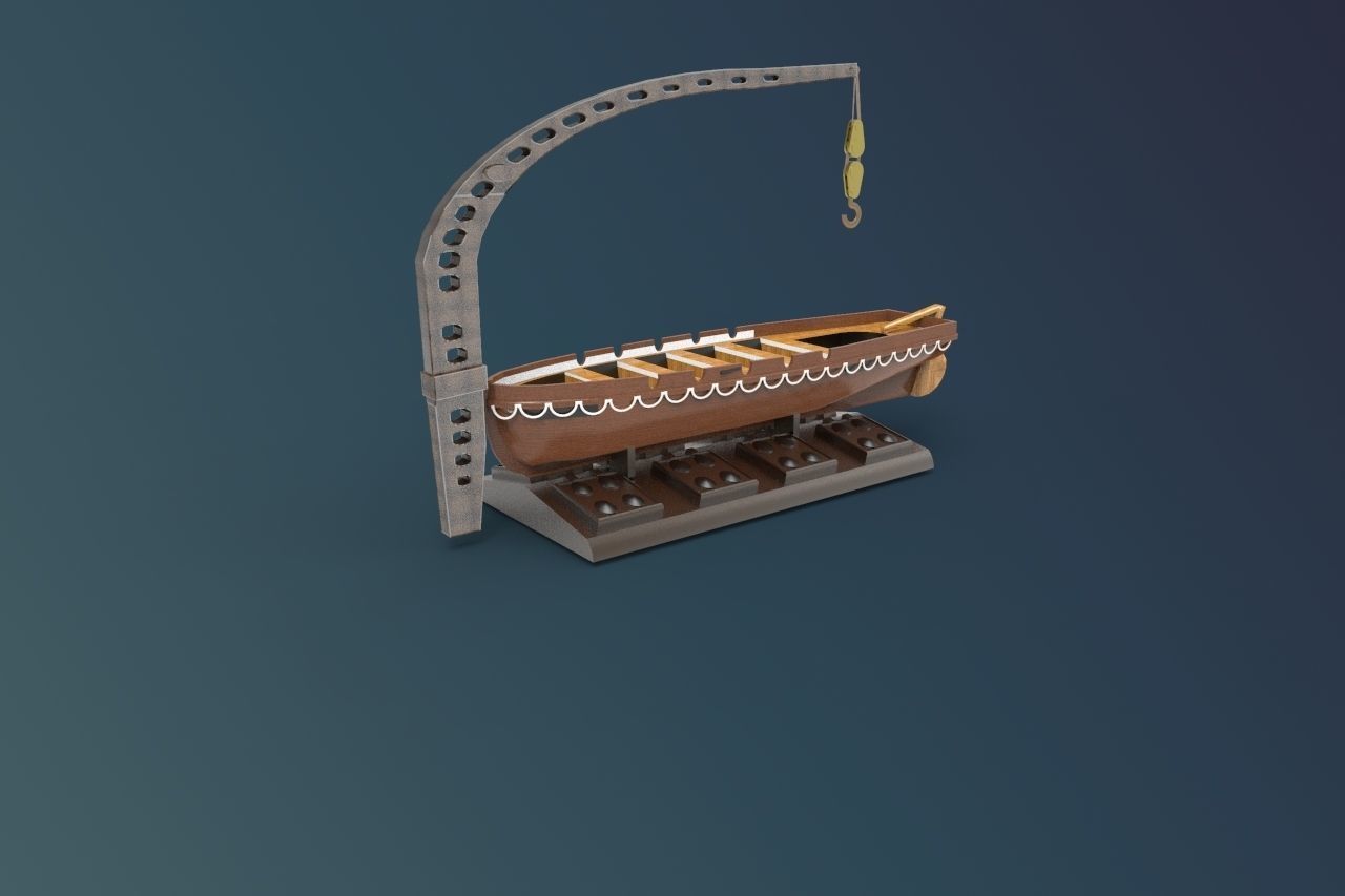 Lifeboat WW1 Millitary Ship 3D print model_3
