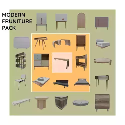 3D model Modern Furniture Pack - 24 PBR ASSETS VR / AR / low-poly ...