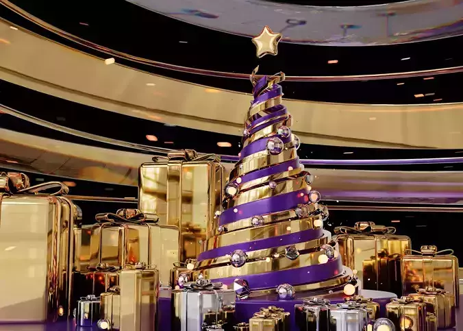 Abstract Christmas Tree And Scene