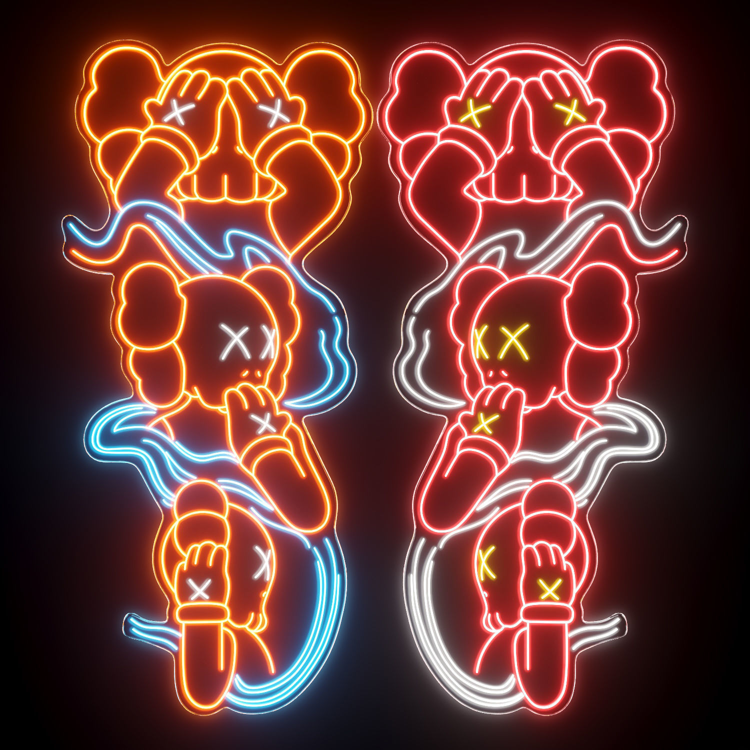 Kaws Neon Sign 3D model_2