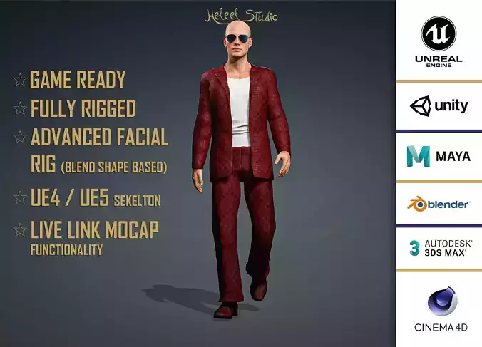 High Quality Male Gangster Low-poly 3D model