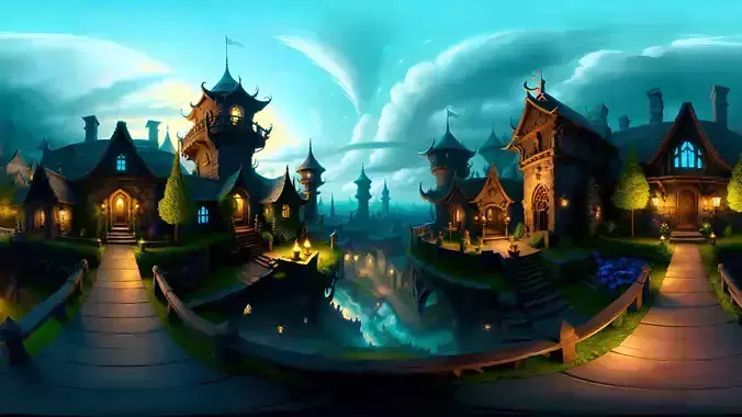 HDRI Medieval Fantasy Low-poly 3D model