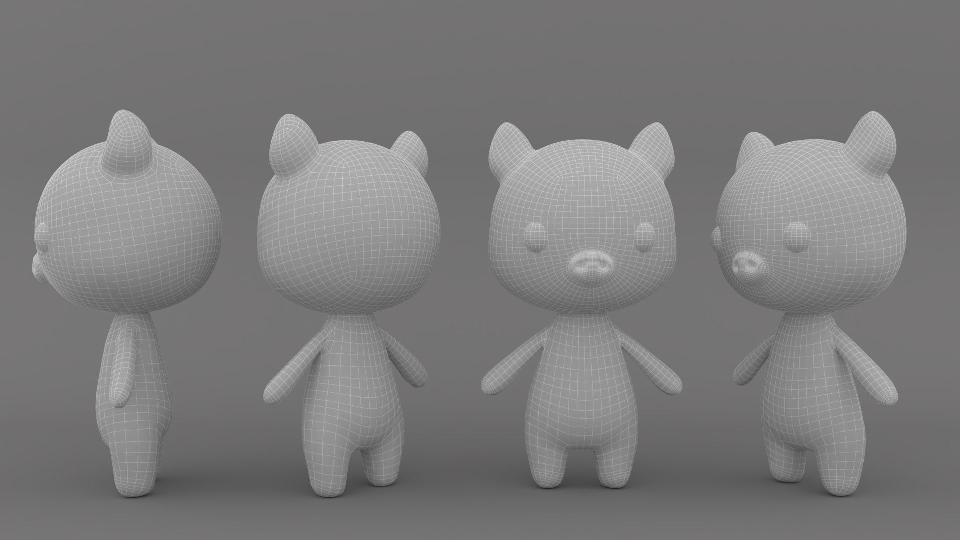 Pig low poly animated v001 Low-poly 3D model_10