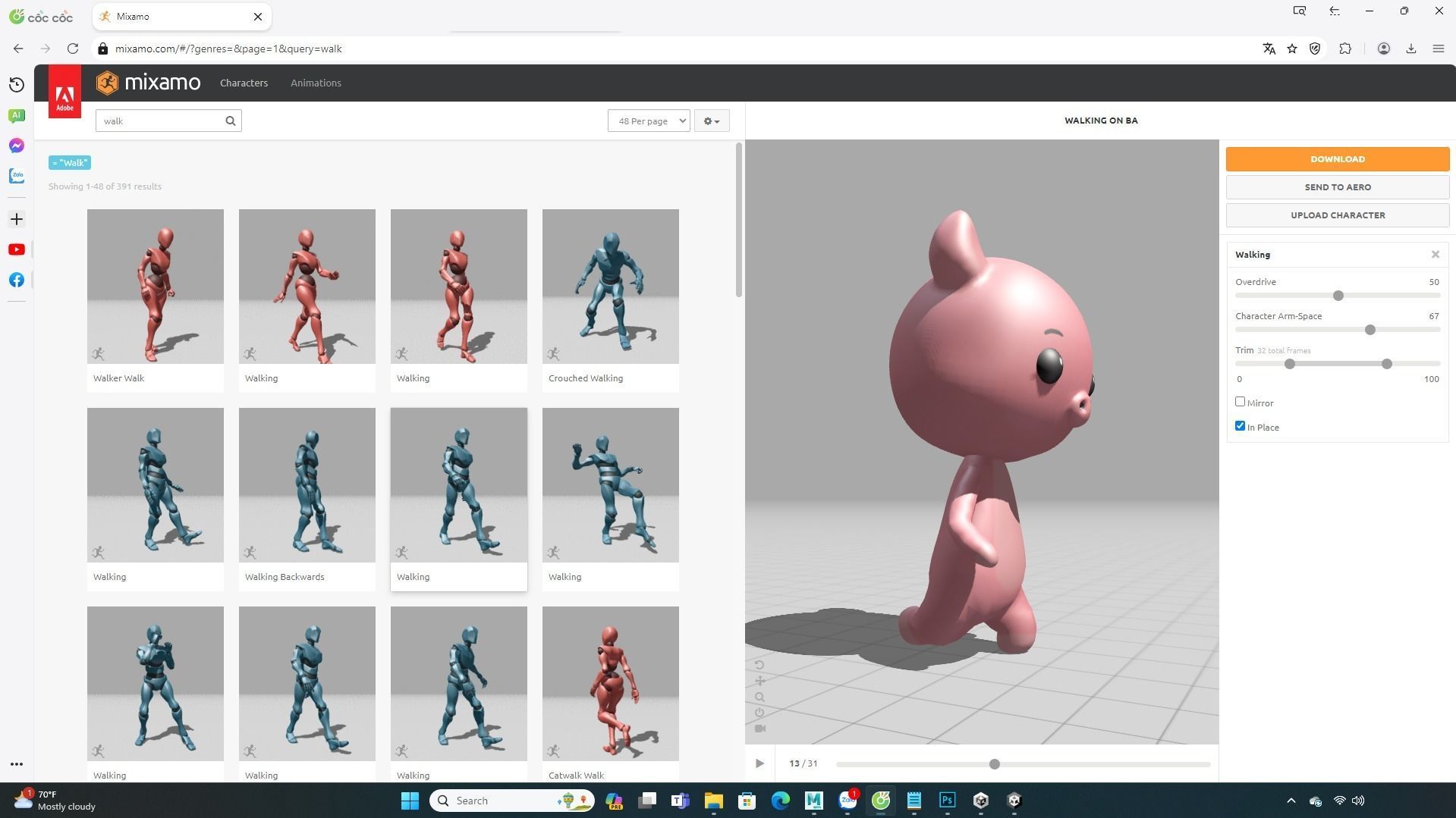 Pig low poly animated v001 Low-poly 3D model_1