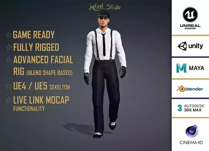 High Quality Male Classic Suspenders Low-poly 3D model