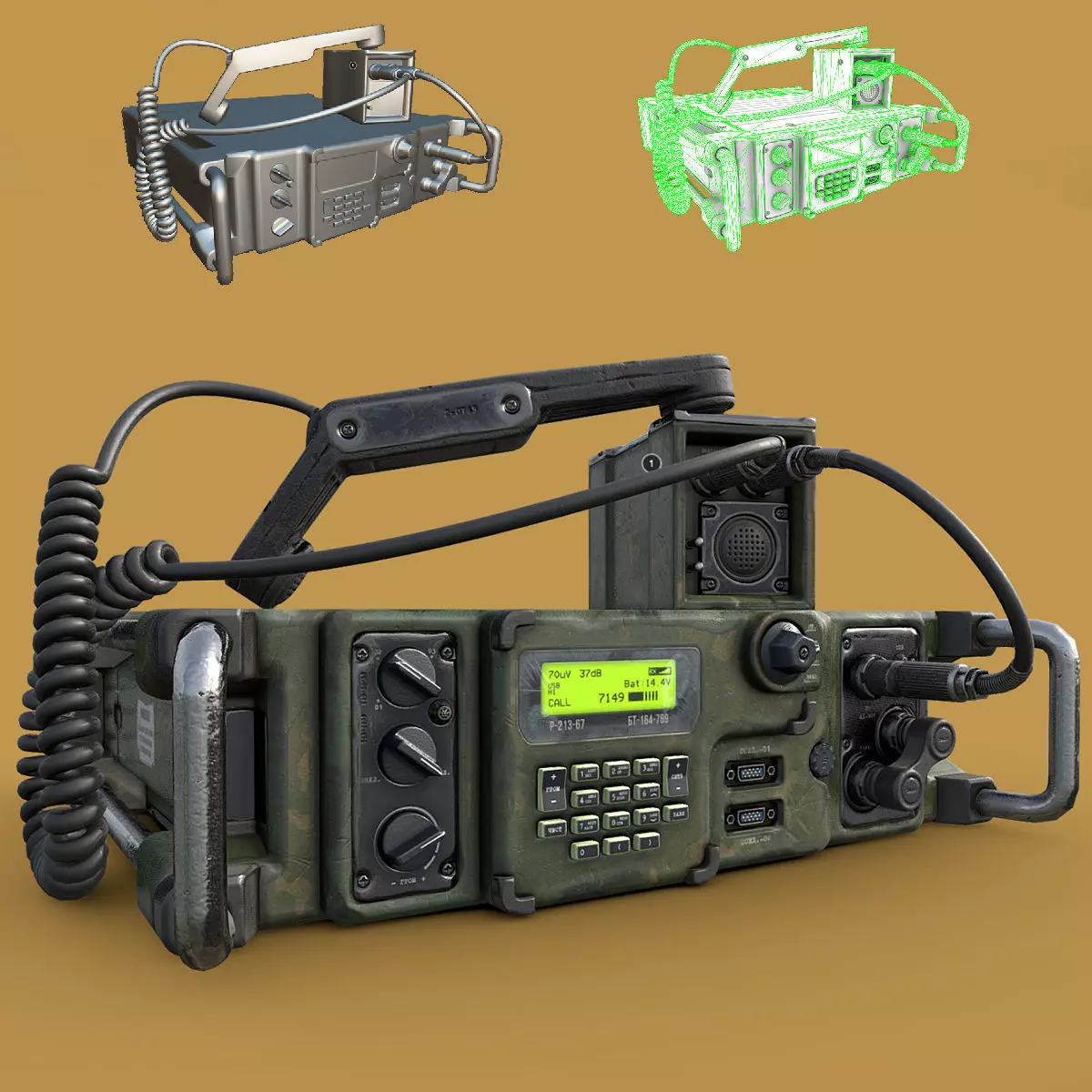 Military Radio Low-poly 3D model_0