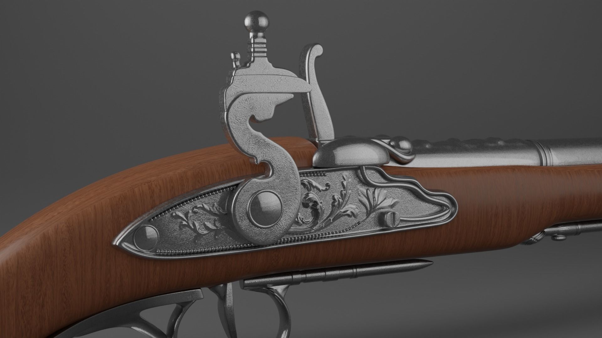 Flintlock pistol 3D model_1
