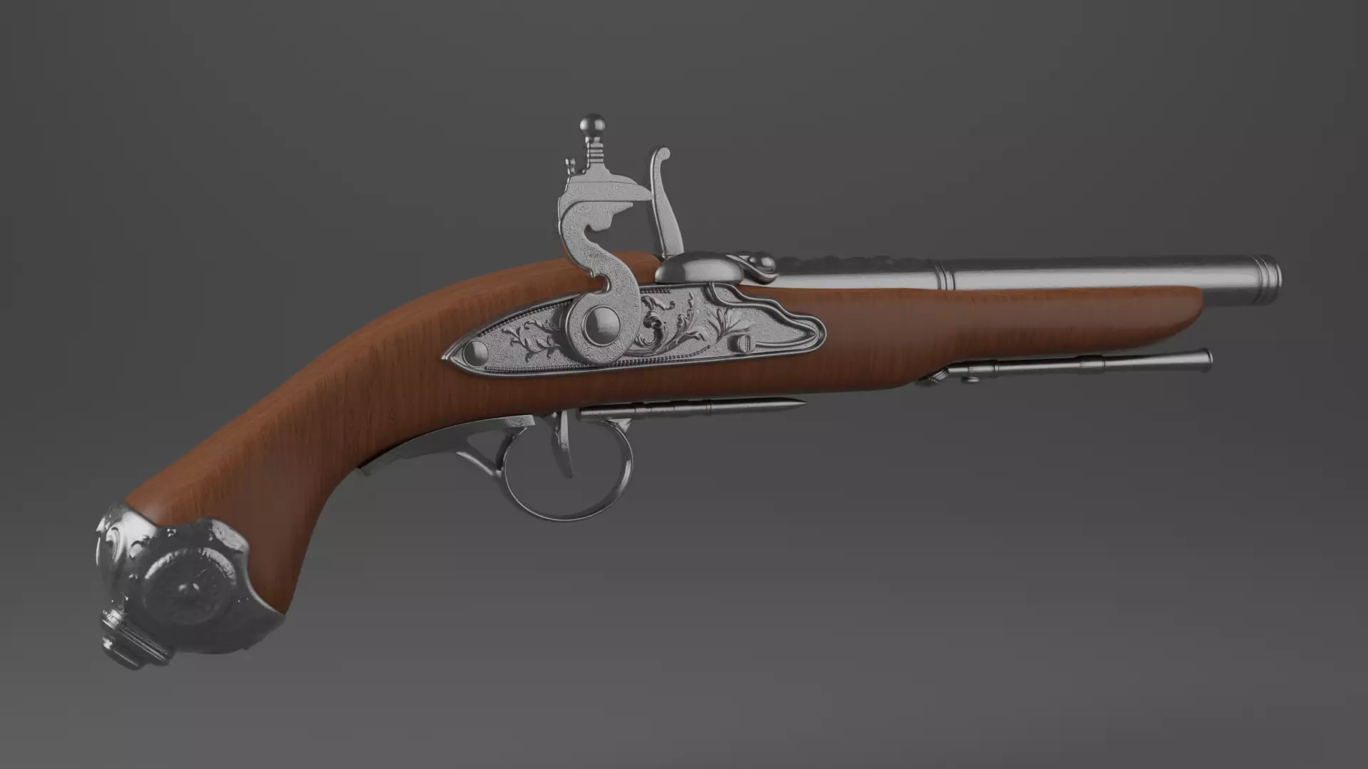 Flintlock pistol 3D model_0