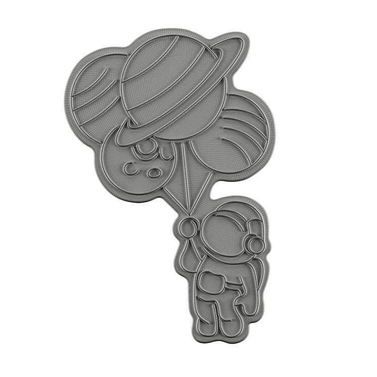 Balloon Astronaut Neon Sign 3D model_2