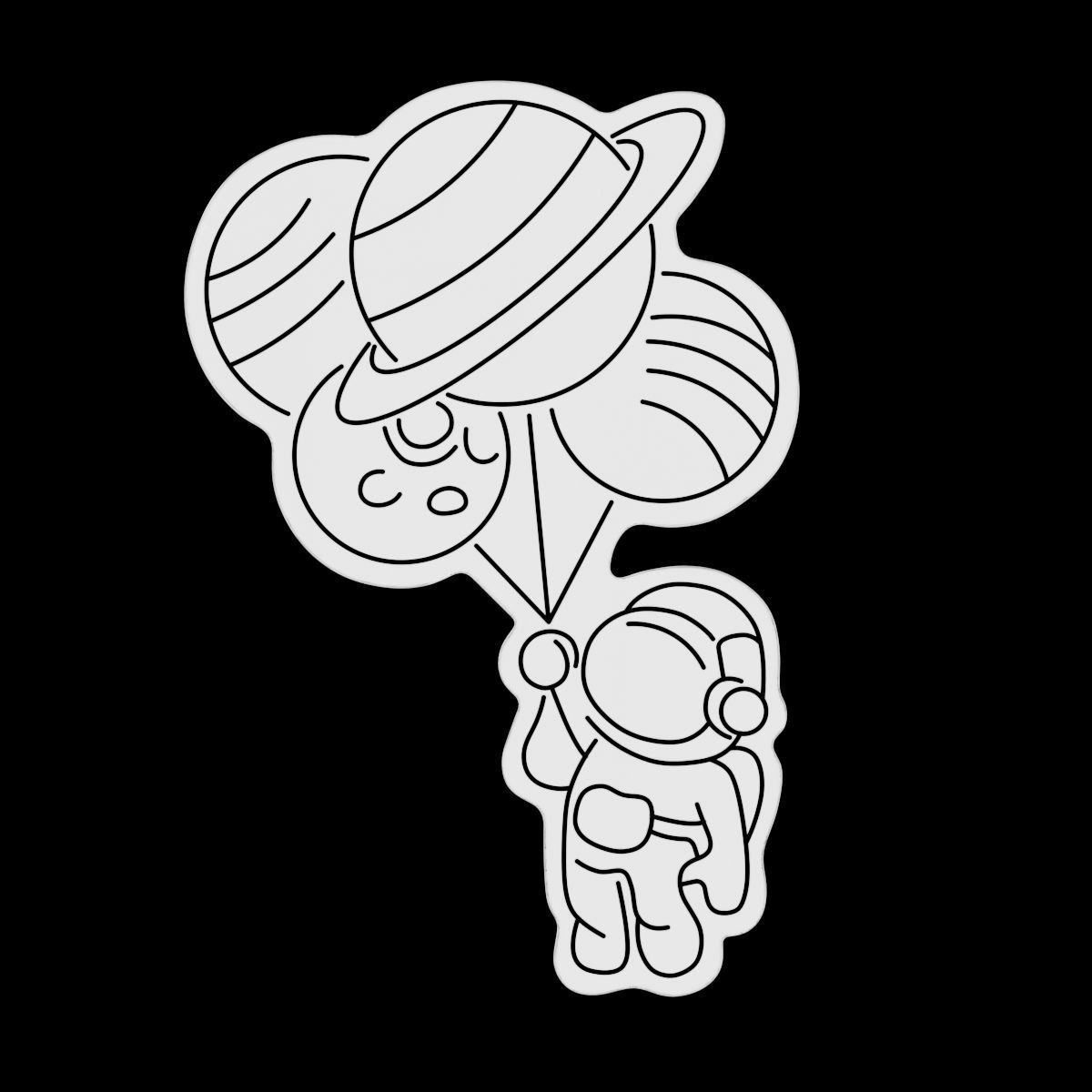 Balloon Astronaut Neon Sign 3D model_3