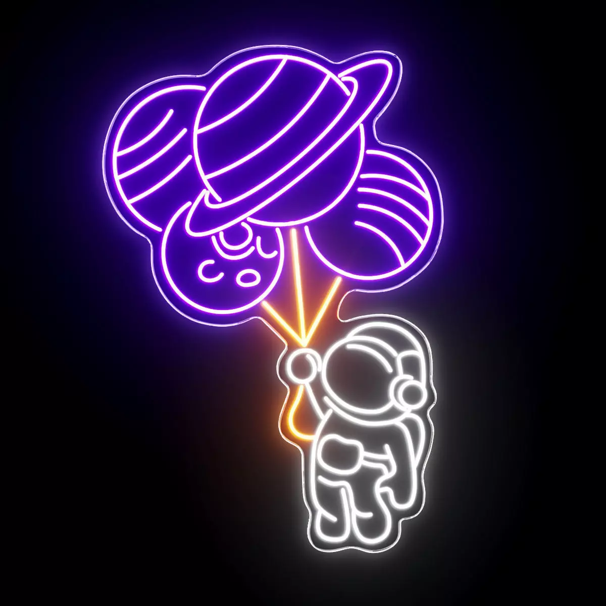 Balloon Astronaut Neon Sign 3D model_0
