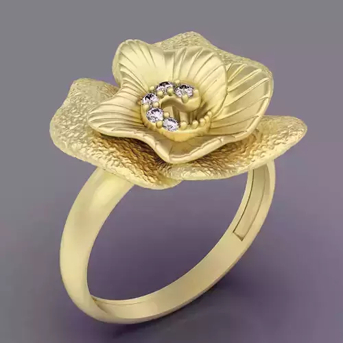 Flower ring silver gold sterling  jewelry printable 3D model